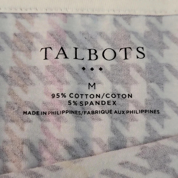 🛍Talbots Colorful Houndstooth Plaid Pattern 3/4 Sleeve Blouse Womens Medium - Picture 3 of 6